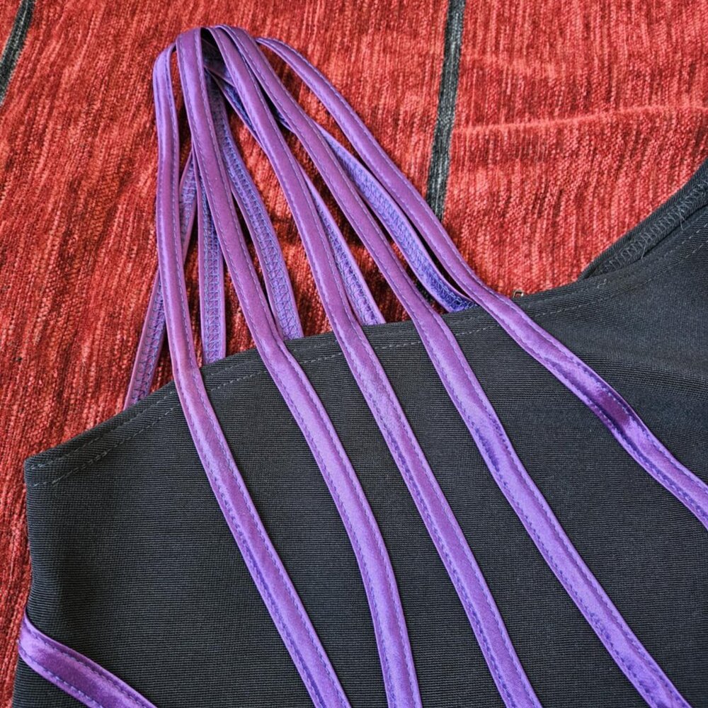 RARE Tadashi Shoji Purple & Black Mini Dress🖤💜🖤 - Picture 5 of 9